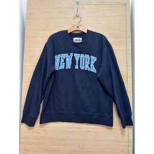 New York Popular Navy Blue Graphic Crewneck Sweatshirt Large NYC Collegiate